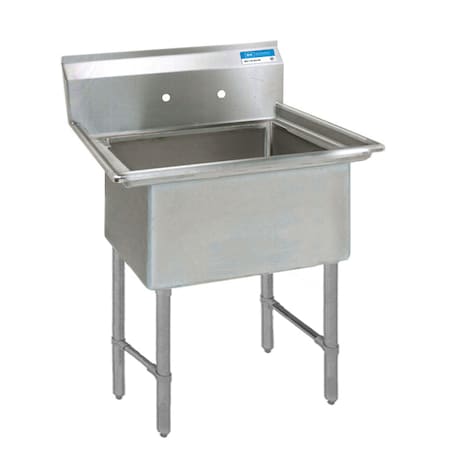 25.8125 In W X 25 In L X Free Standing, Stainless Steel, One Compartment Sink